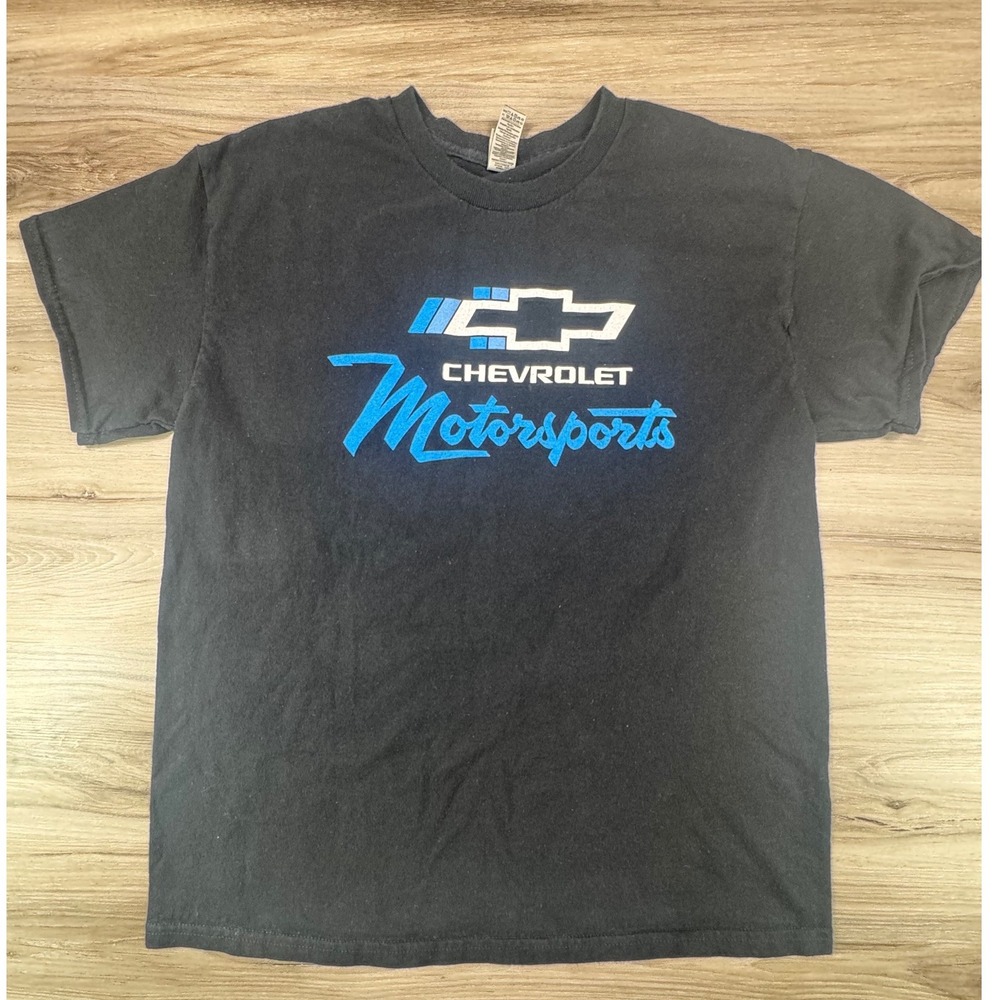 Gildan Chevrolet Motorsports Graphic T-Shirt Mens Medium Black‎ Short Sleeve Tee